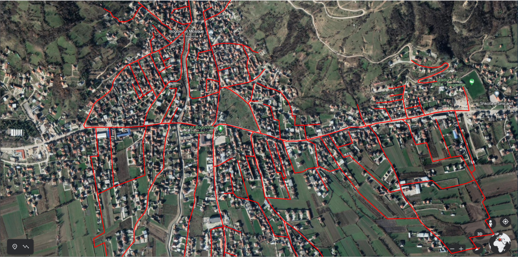 Map of the fecal sewers in Bogovinje, Tetovo